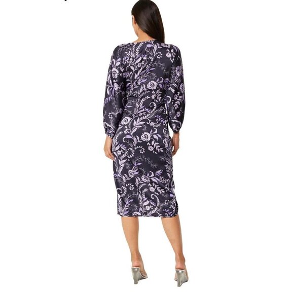 Misa Los Angeles Sylvia Faux Wrap Indigo Satin High Low Dress XS & L NWT - Picture 15 of 16